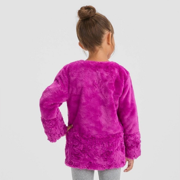 Toddler Faux Fur Jacket - Cat & Jack Pink Sz 12/mo - Picture 2 of 3